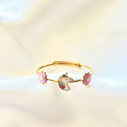 Unicorn Flowers Silver Kada