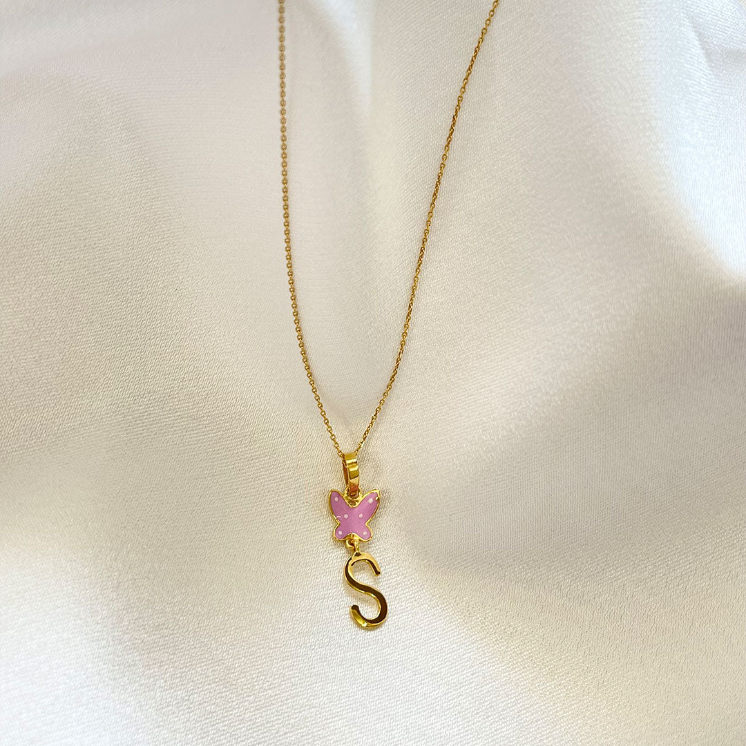 S Butterfly Gold Pendant