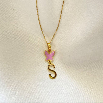 S Butterfly Silver Pendant With Chain