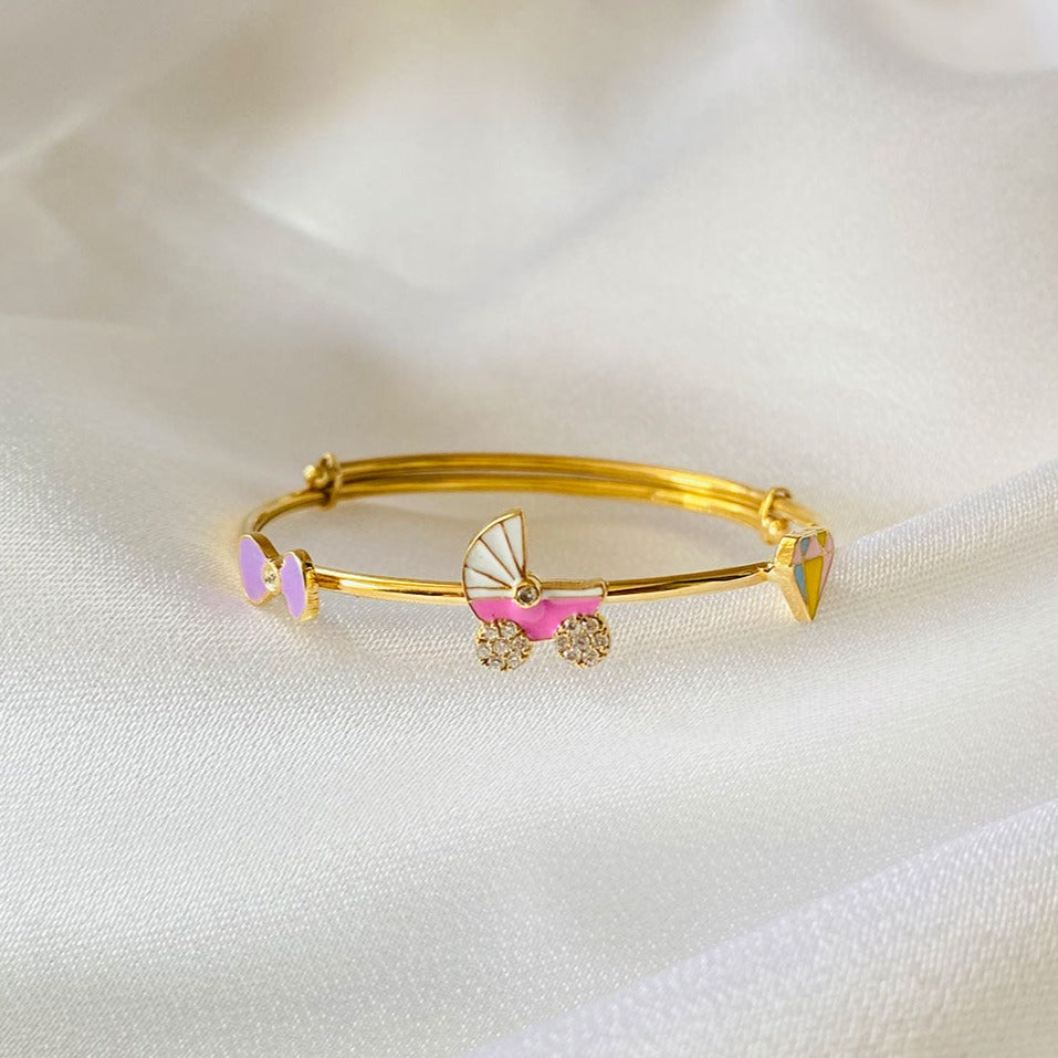 Diamond Bow Crib Gold Kada