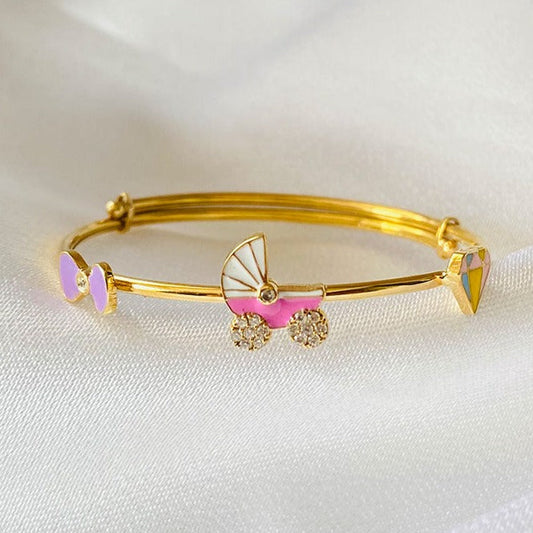 Diamond Bow Crib Kada Silver