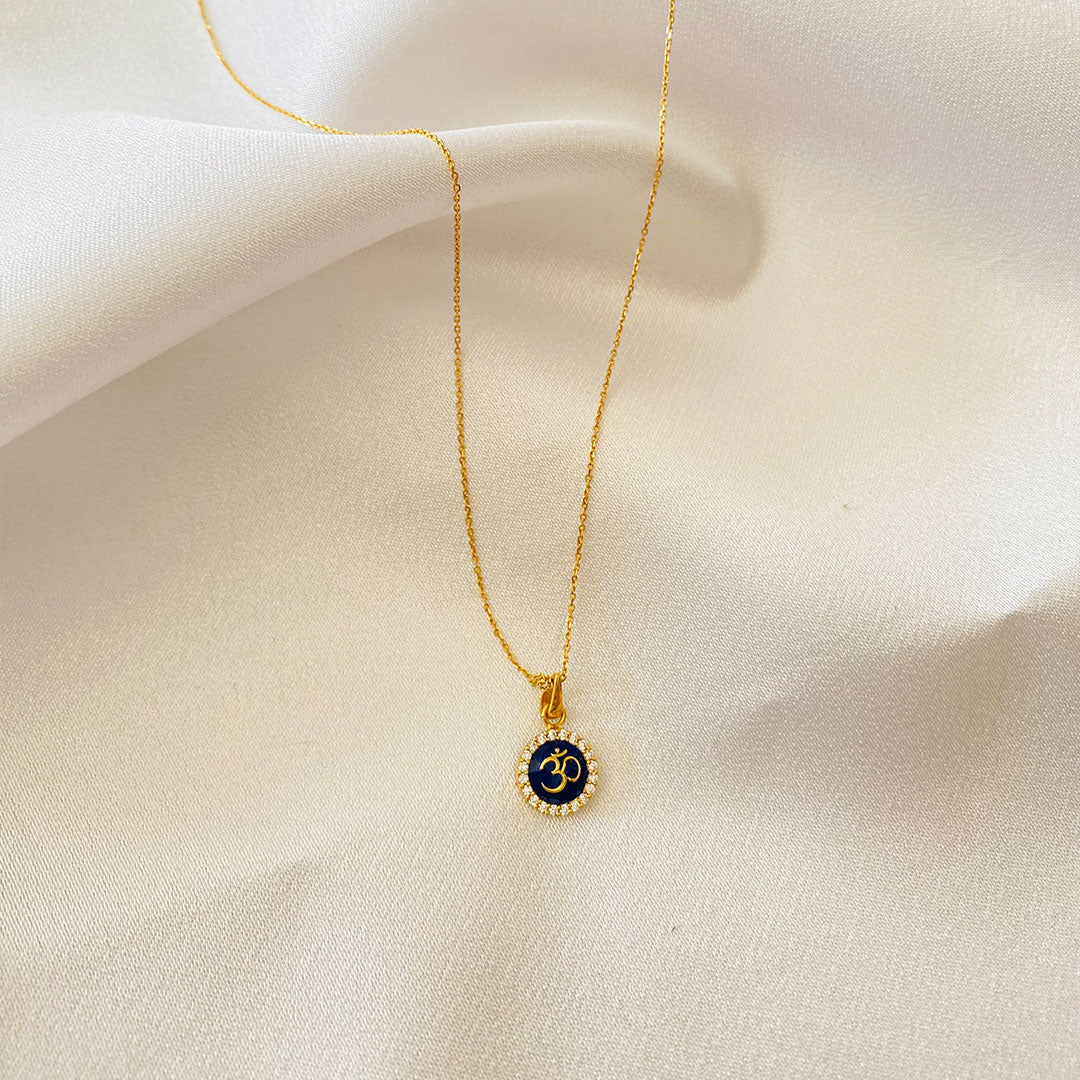 Om Gold Pendant With Swarovski