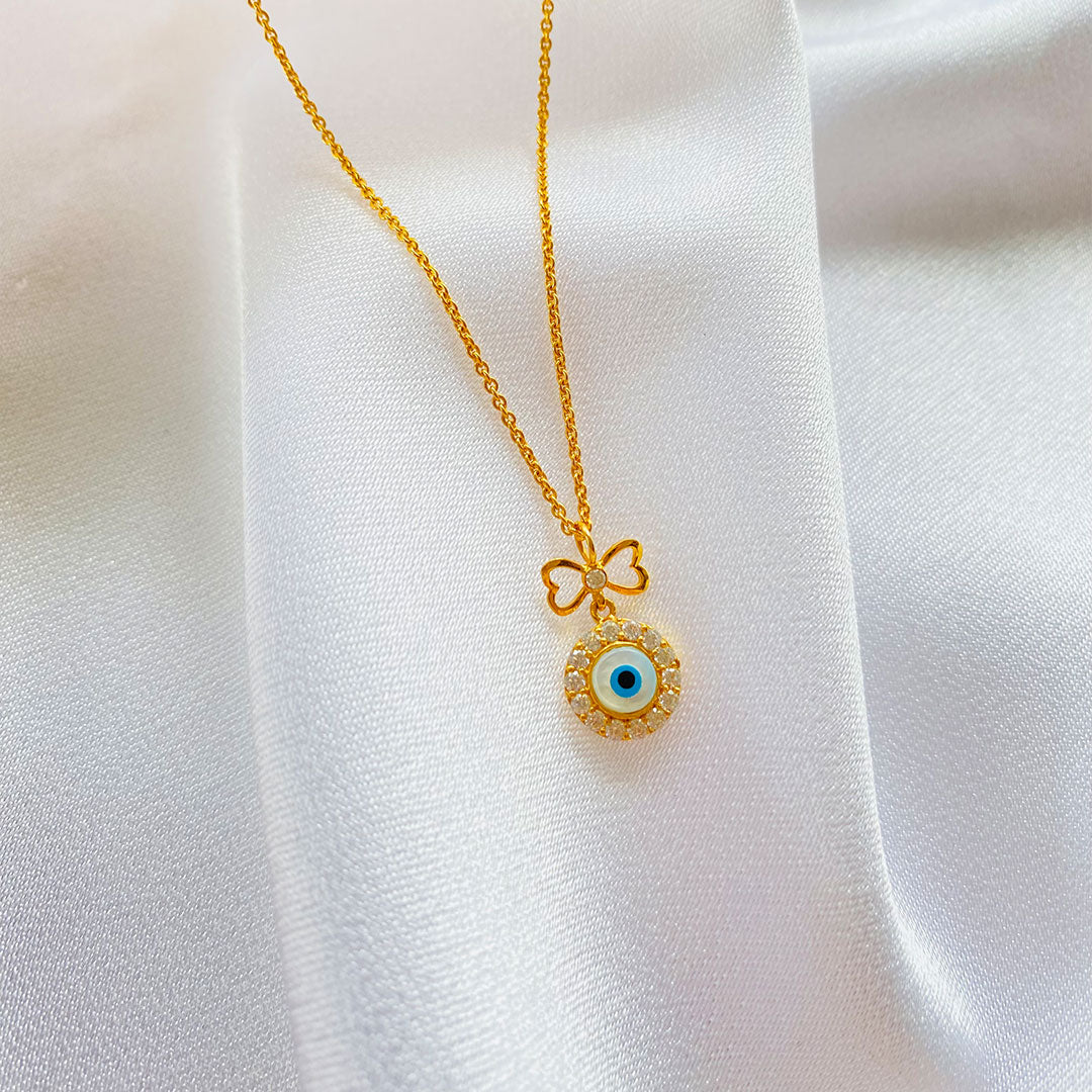 Evil-Eye Bow Gold Pendant