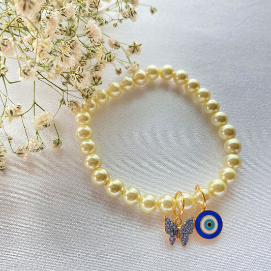 Butterfly Evil-Eye Gold Bracelet