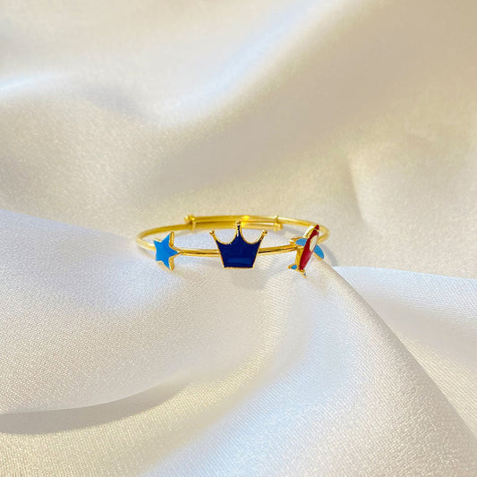 Airplane Crown Star Kada Silver