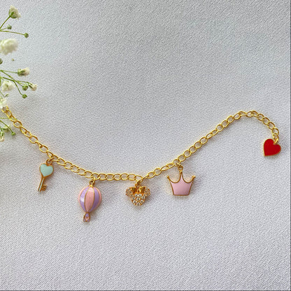 Mickey Crown Heart Silver Bracelet