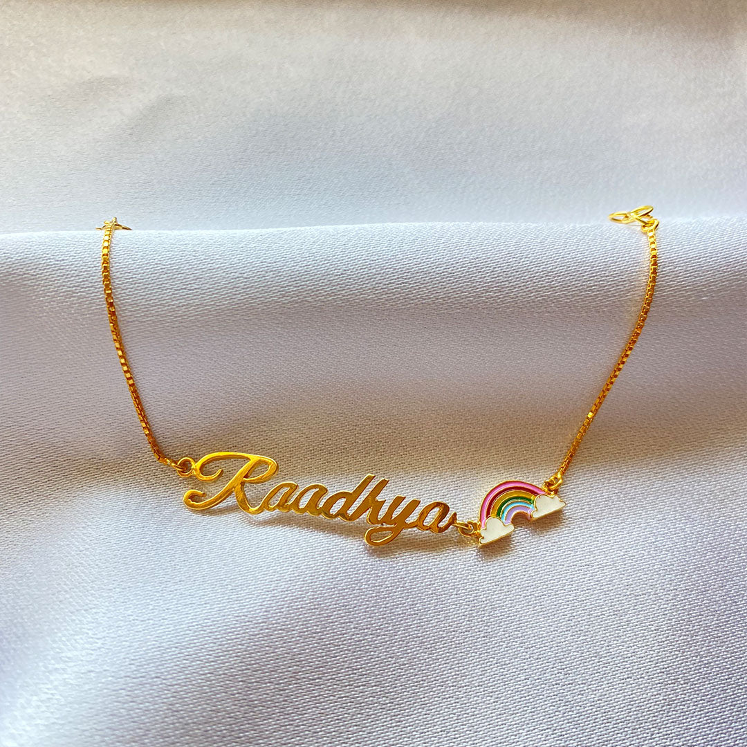 Personalized Name Rainbow Silver Bracelet