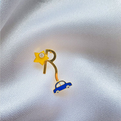 Personalized Silver R Brooch