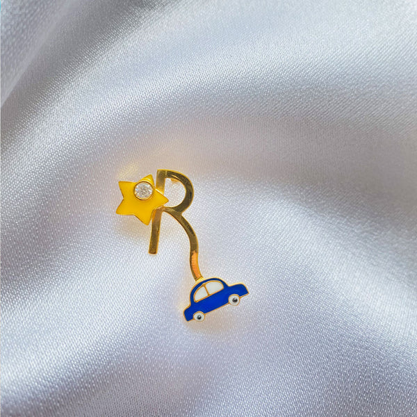 Personalized Silver R Brooch
