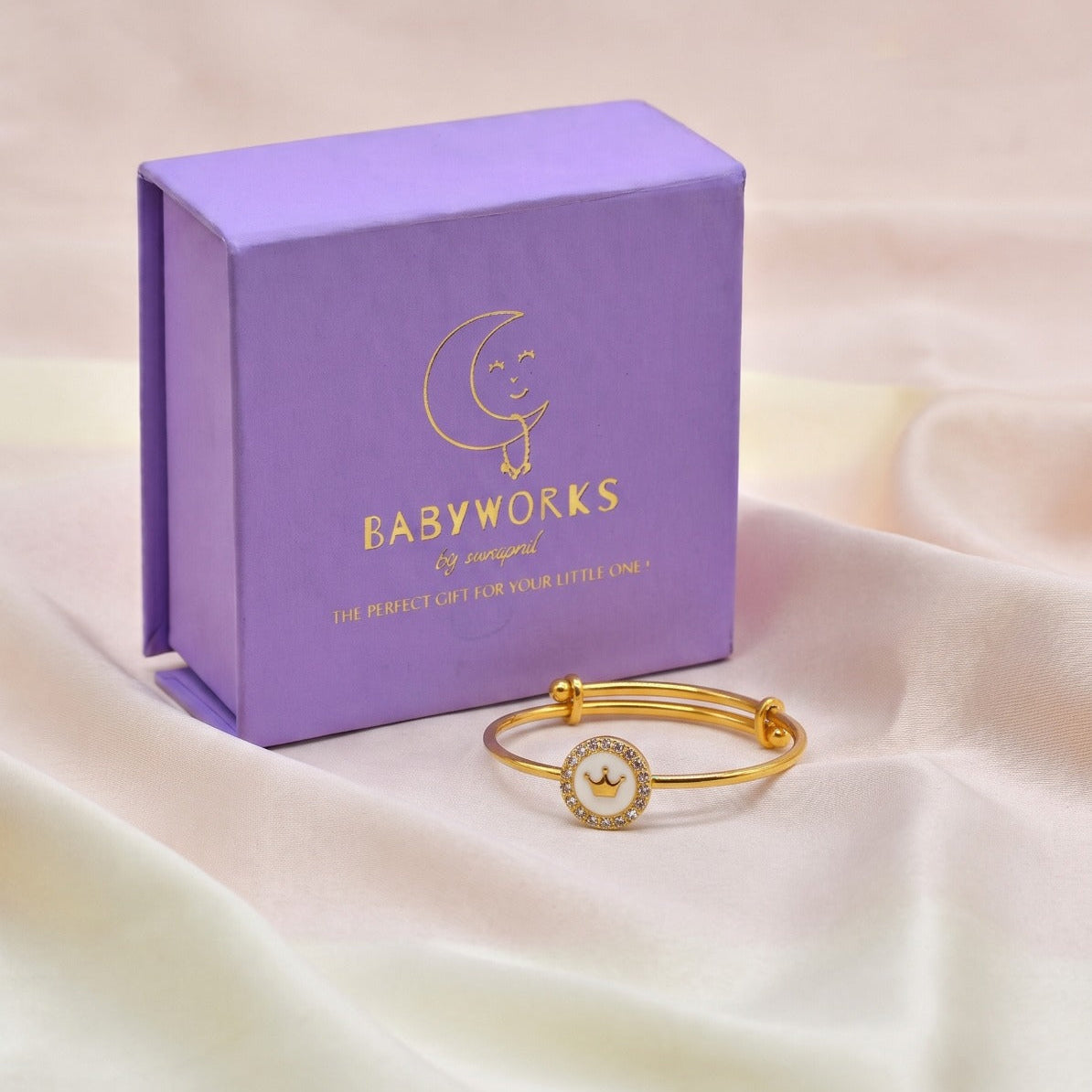 Royal White Crown Silver Kada