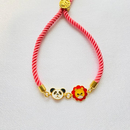 Lion Panda Rakhi Silver Bracelet