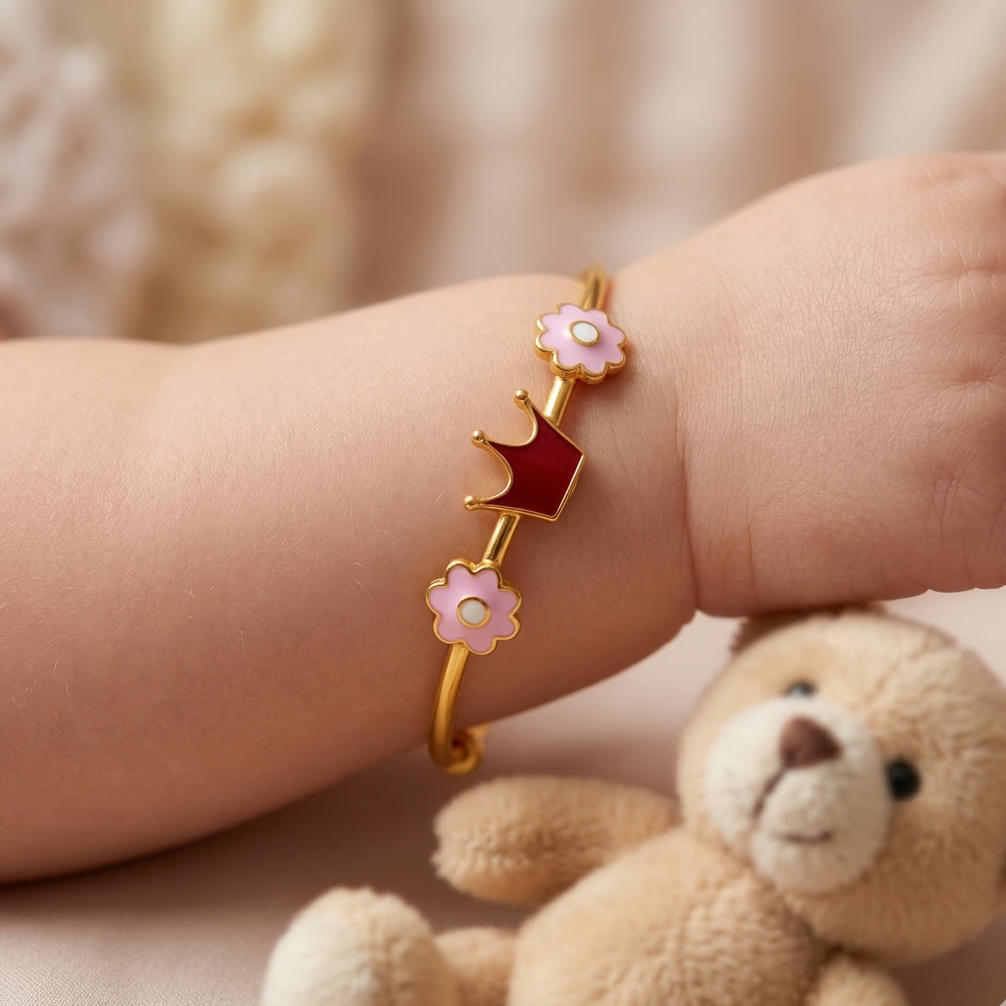 Crown Flower Silver Kada