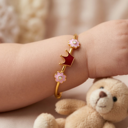 Crown Flower Silver Kada