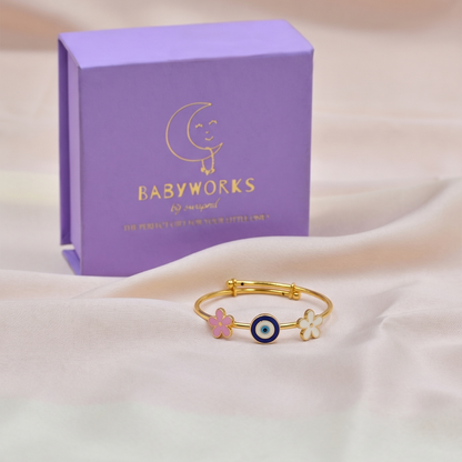 evil eye flower silver kada