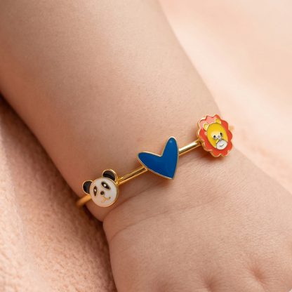 Panda Heart Lion Silver Kada