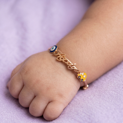 Personalized Name Car Evil Eye Silver Kada